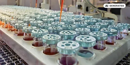 AI-generated image: AI generated image representing sample tubes in a laboratory being loaded with samples