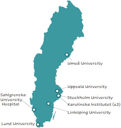 A map showing current members of the Swedish BSL3 network